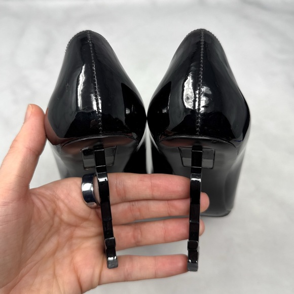 Saint Laurent Opyum 85 Patent YSL Stiletto Pointed Toe Pumps Heels Black 36.5 - Picture 9 of 16